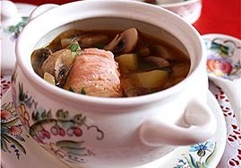 Суп с грибами и семгой